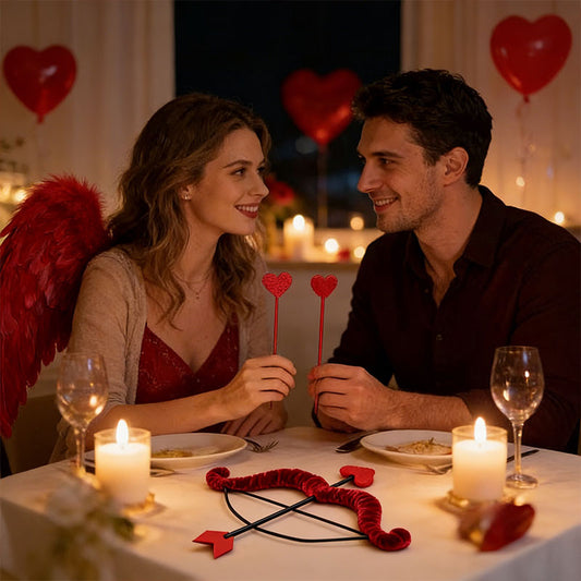 Valentine's Day Bow Arrow Set with Red Feather Wings, Wedding Party Cupid Cosplay Props, Photobooth Props, DIY Party Supplies