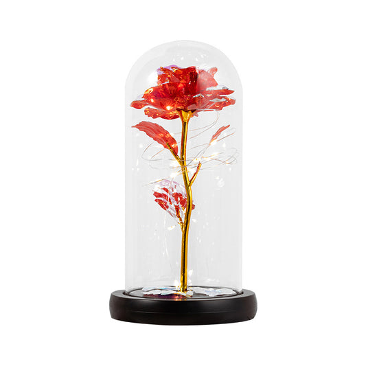 Eternal Rose Glass Lampshade Valentine's Day Gift Creative Street Vendor Gift Wholesale Gold Leaf Flower Bouquet
