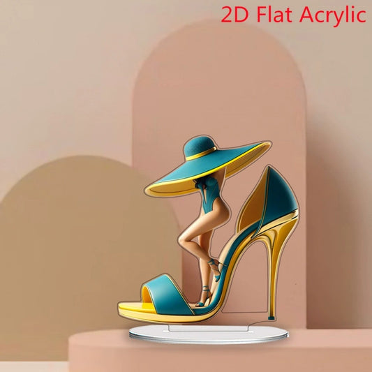 Acrylic Cartoon Beauty High Heel Shoe Creative Home Living Room Desk Decoration Ornament Elegant Gift