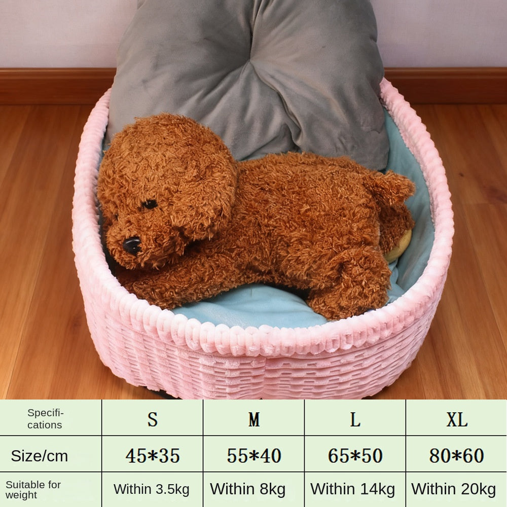 Dog House Winter Warm Dog Bed Half-Enclosed Pet Dog House Cat Bed Pet Mat Pet Cage Pet Enclosure