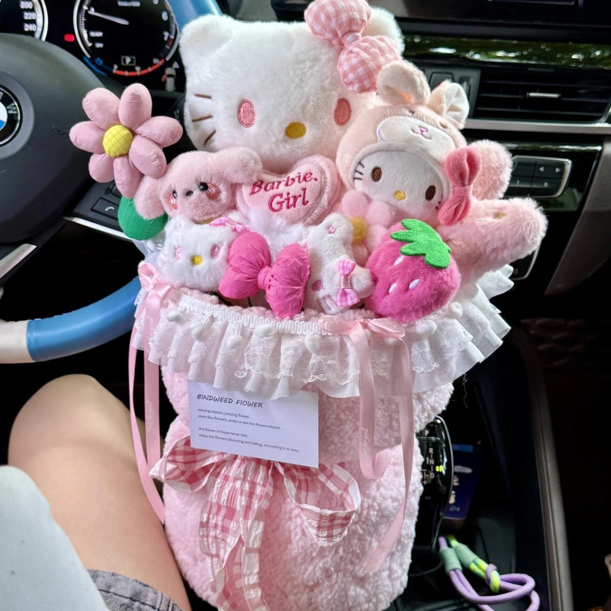 Christmas Valentine's Day Gift for Girlfriend or Best Friend Birthday Present Plush Toy Cartoon Doll Kitty Stuffed Animal Flower Bouquet Set