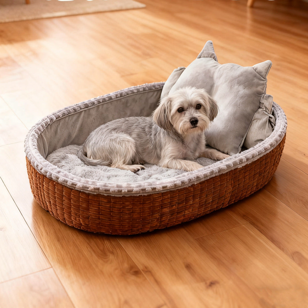 Dog House Winter Warm Dog Bed Half-Enclosed Pet Dog House Cat Bed Pet Mat Pet Cage Pet Enclosure