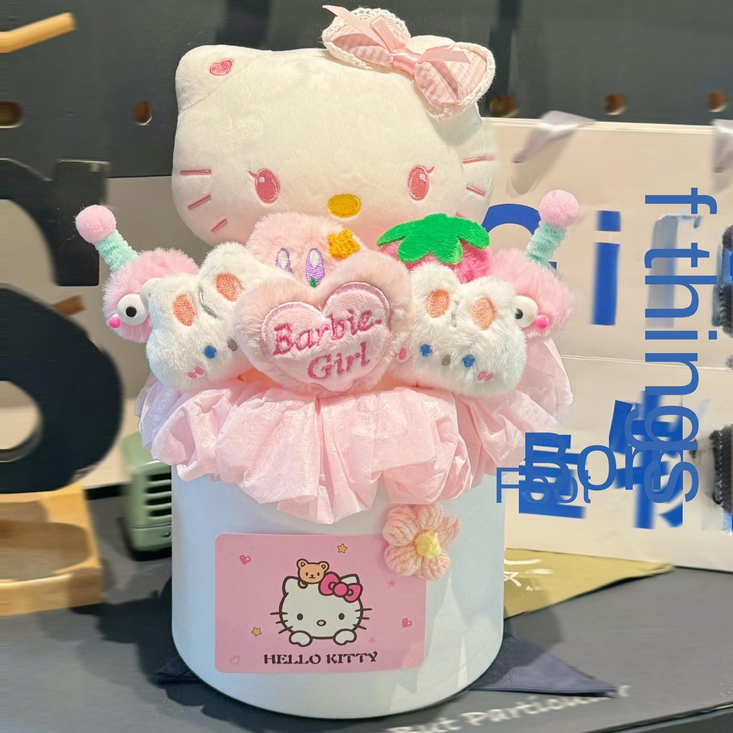 Christmas Valentine's Day Gift for Girlfriend or Best Friend Birthday Present Plush Toy Cartoon Doll Kitty Stuffed Animal Flower Bouquet Set