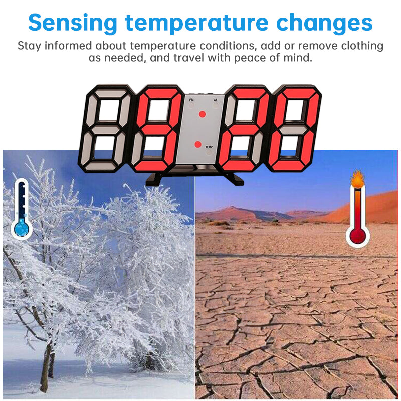 3D LED Digital Alarm Clock with Colorful Display, 12/24 Hour Format for Office, Living Room, Bedroom, Kitchen