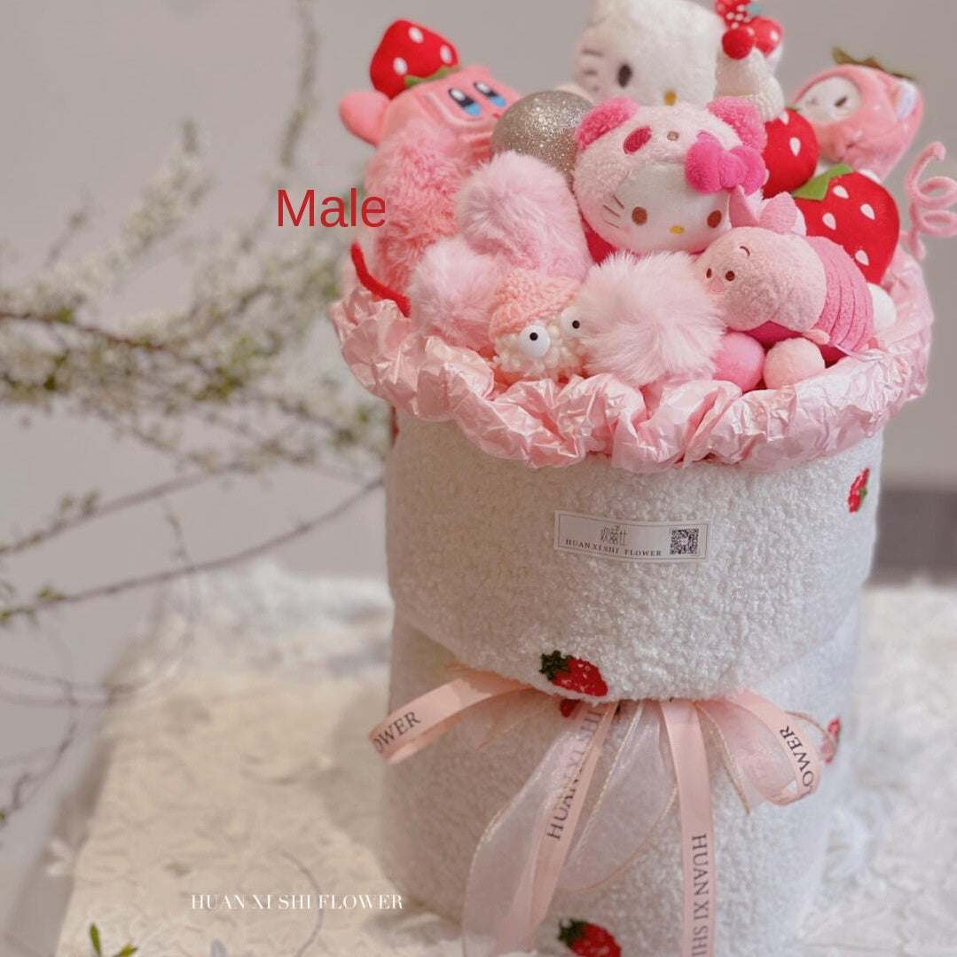 Christmas Valentine's Day Gift for Girlfriend or Best Friend Birthday Present Plush Toy Cartoon Doll Kitty Stuffed Animal Flower Bouquet Set