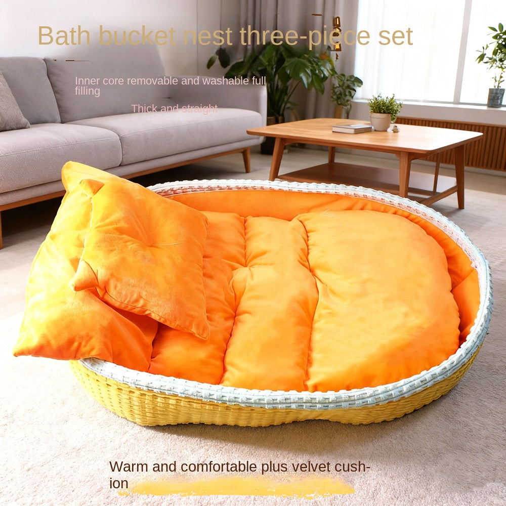 Dog House Winter Warm Dog Bed Half-Enclosed Pet Dog House Cat Bed Pet Mat Pet Cage Pet Enclosure