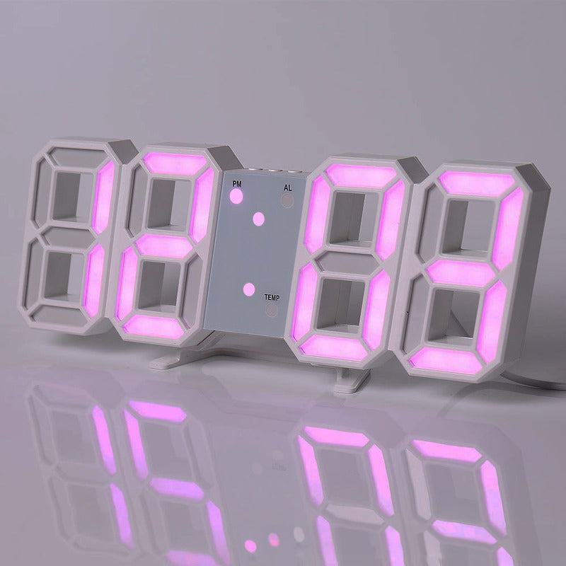 3D LED Digital Alarm Clock with Colorful Display, 12/24 Hour Format for Office, Living Room, Bedroom, Kitchen