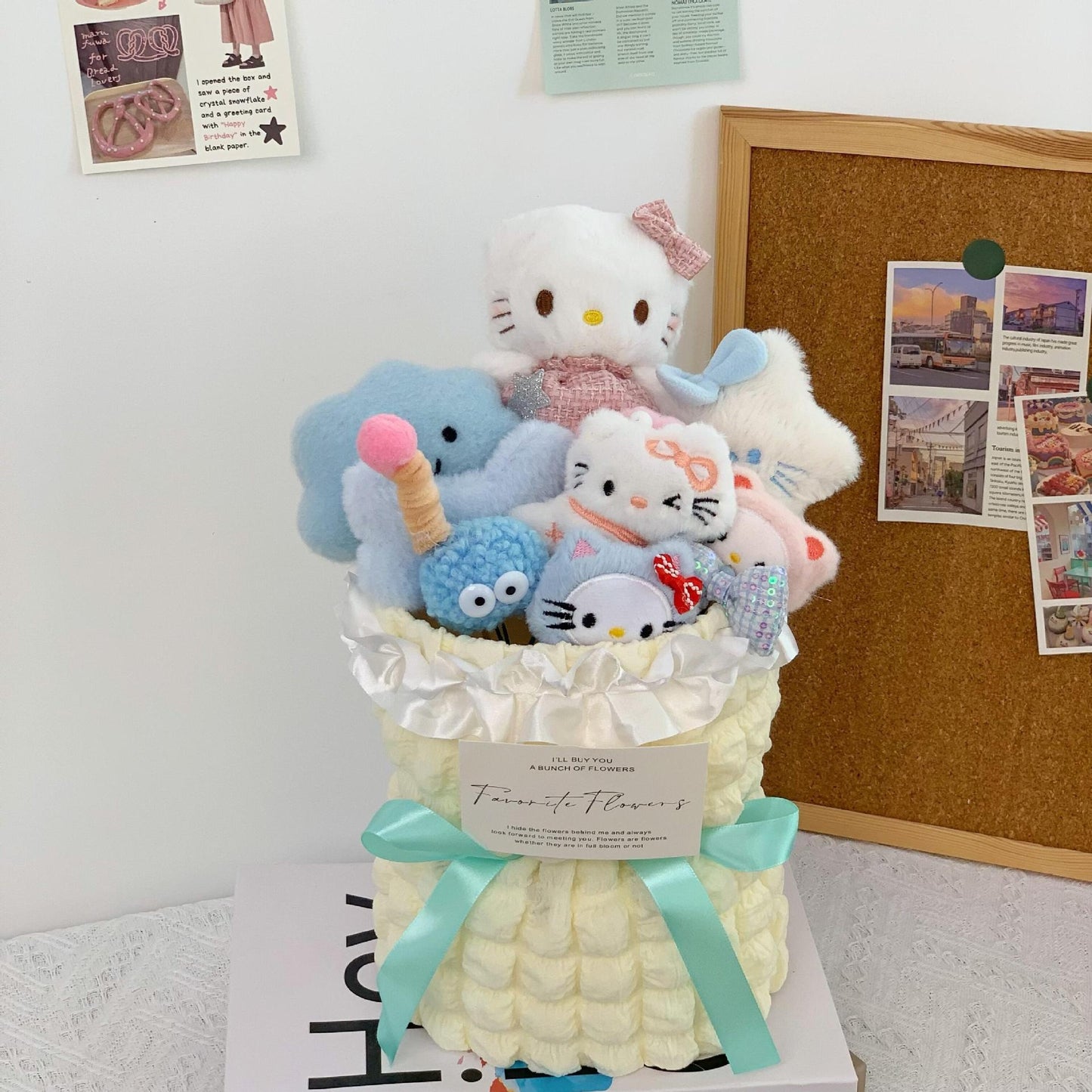 Christmas Valentine's Day Gift for Girlfriend or Best Friend Birthday Present Plush Toy Cartoon Doll Kitty Stuffed Animal Flower Bouquet Set