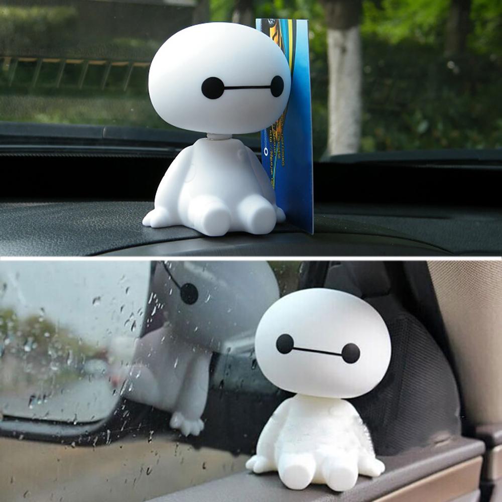Cartoon Plastic Baymax Robot Shaking Head Figure Car Ornaments Auto Interior Decorations Big Hero Doll Toys