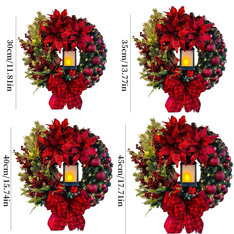 2025 Red Gold Christmas Wreath Garland - Front Door & Wall Holiday Decoration