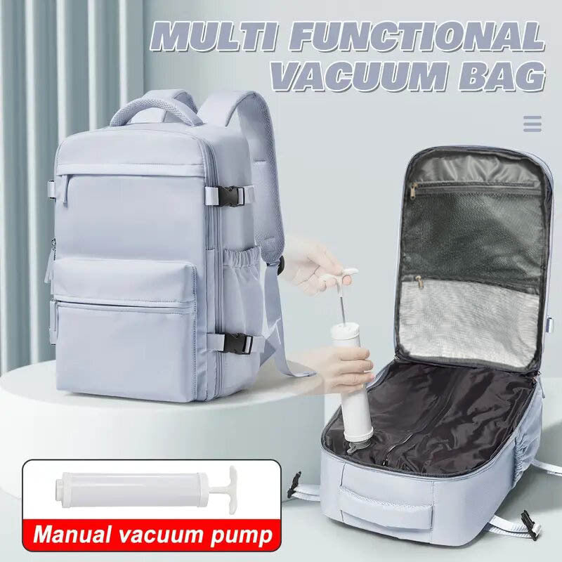 Ryanair Approved 40x20x25 Cabin Bag - Vacuum Compression Travel Backpack & 42x29x15 Storage Bag, Laptop Compartment