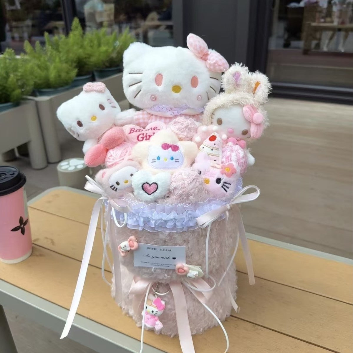 Christmas Valentine's Day Gift for Girlfriend or Best Friend Birthday Present Plush Toy Cartoon Doll Kitty Stuffed Animal Flower Bouquet Set