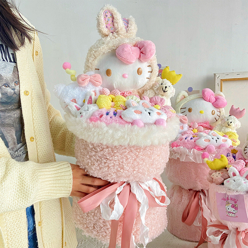 Christmas Valentine's Day Gift for Girlfriend or Best Friend Birthday Present Plush Toy Cartoon Doll Kitty Stuffed Animal Flower Bouquet Set