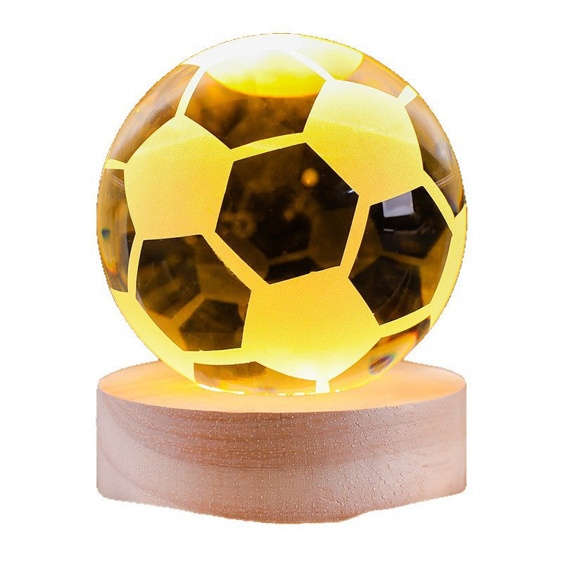 Creative 3D Internal Carving Night Light Basketball Crystal Ball Decoration Gift for Men's Birthday