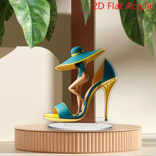 Acrylic Cartoon Beauty High Heel Shoe Creative Home Living Room Desk Decoration Ornament Elegant Gift