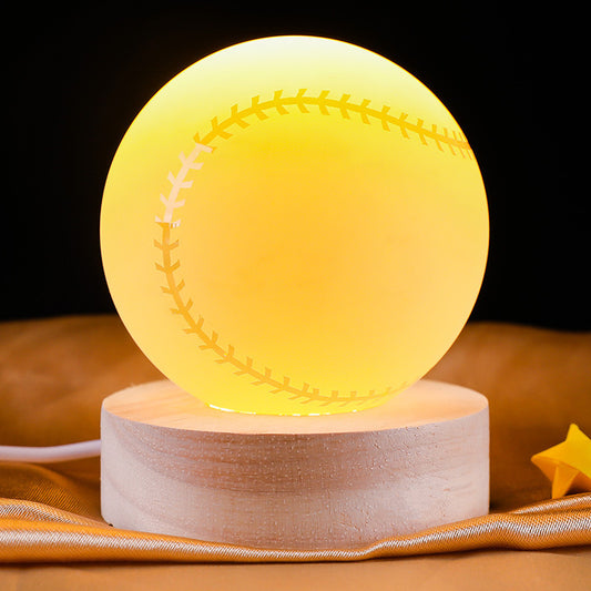 Creative 3D Internal Carving Night Light Basketball Crystal Ball Decoration Gift for Men's Birthday