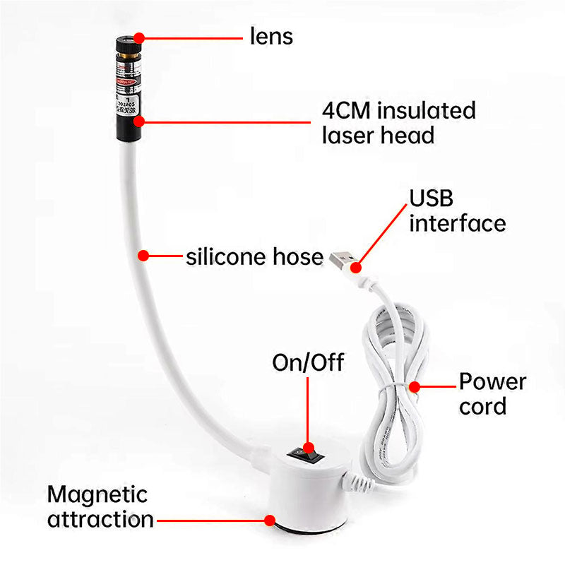 Polyester-Body Alignment Guide Light | Hands-Free Magnetic USB Lamp for Straight/Cross Line Projection