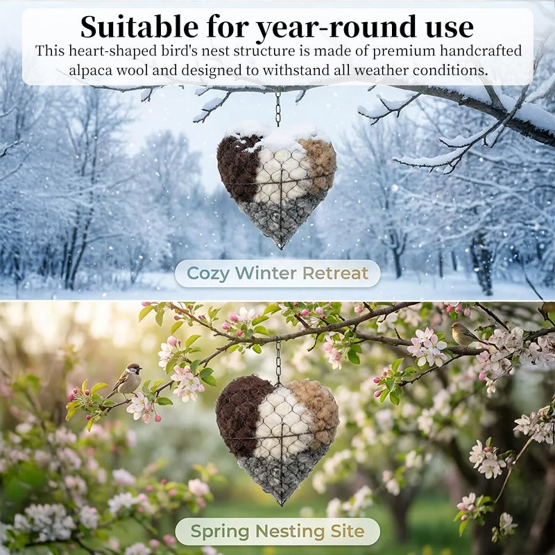 Handmade Heart-Shaped Bird Nest - Outdoor Garden Decor, Weatherproof Birdhouse, Unique Yard Art