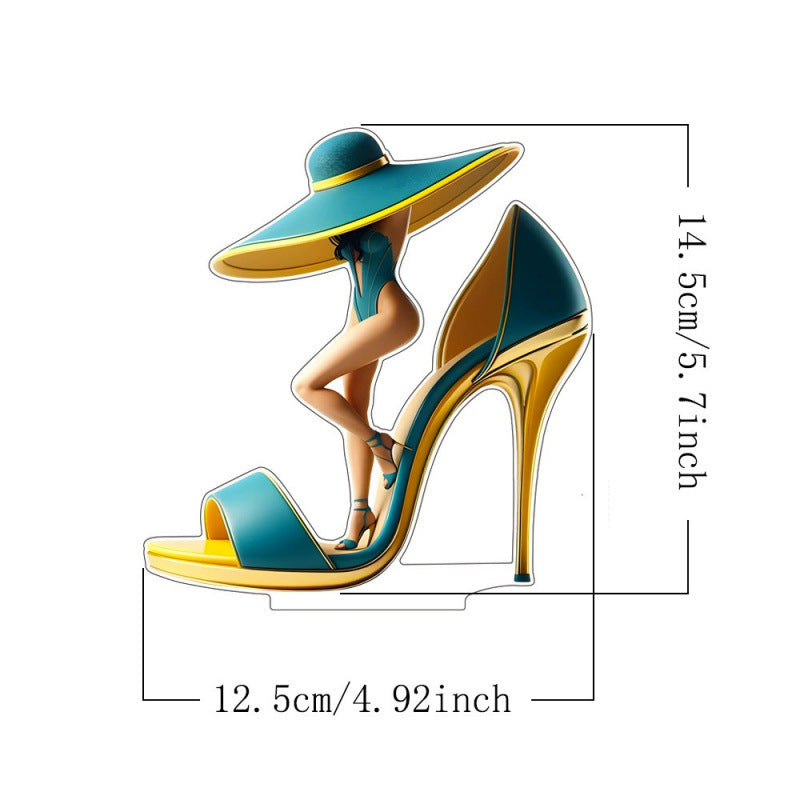 Acrylic Cartoon Beauty High Heel Shoe Creative Home Living Room Desk Decoration Ornament Elegant Gift