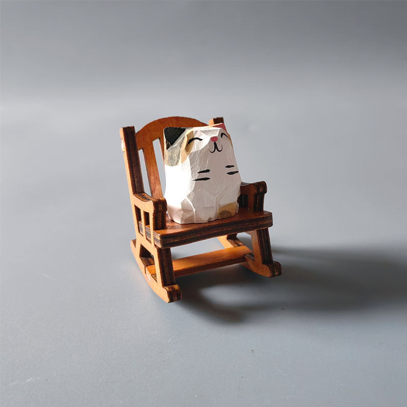 Wooden carving ornaments solid wood handmade carving Shiba Inu kitten decoration