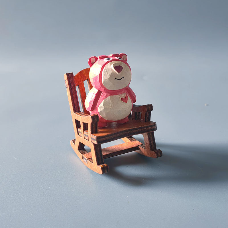 Wooden carving ornaments solid wood handmade carving Shiba Inu kitten decoration