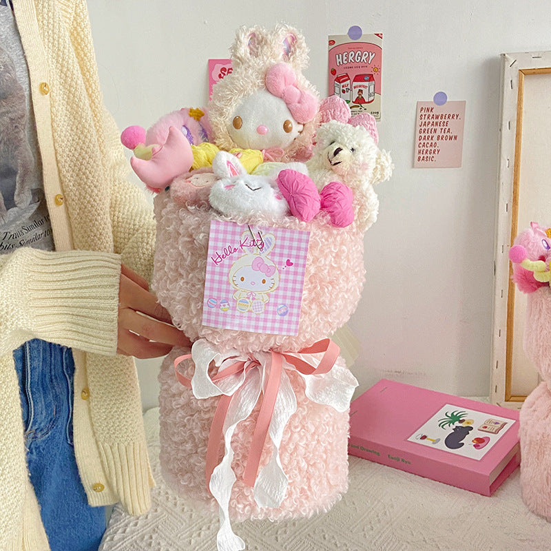 Christmas Valentine's Day Gift for Girlfriend or Best Friend Birthday Present Plush Toy Cartoon Doll Kitty Stuffed Animal Flower Bouquet Set