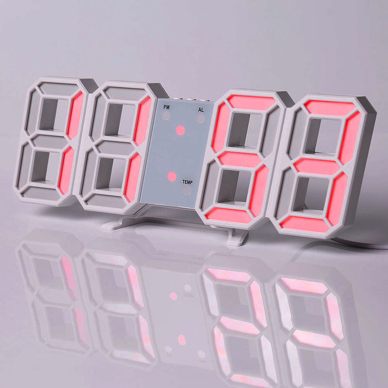 3D LED Digital Alarm Clock with Colorful Display, 12/24 Hour Format for Office, Living Room, Bedroom, Kitchen