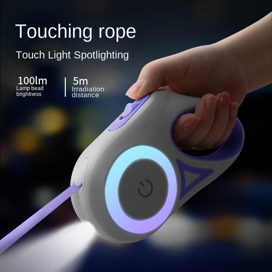 Dog walking rope with LED light automatic retractable traction rope non gripping dog traction rope pet supplies